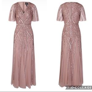 New Adrianna Papell Beadded Flutter Sleeve gown